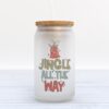 Frosted Glass Can, Valentine Gift, Jingle All the Way Christmas Retro Frosted Glass Can Tumbler