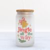 Frosted Glass Can, Valentine Gift, Jingle All the Way Retro Christmas Frosted Glass Can Tumbler