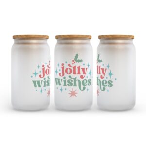 Frosted Glass Can, Valentine Gift, Jolly Wishes&hellip;