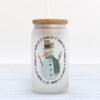 Frosted Glass Can, Valentine Gift, Let it Snow Snowman Christmas Frosted Glass Can Tumbler