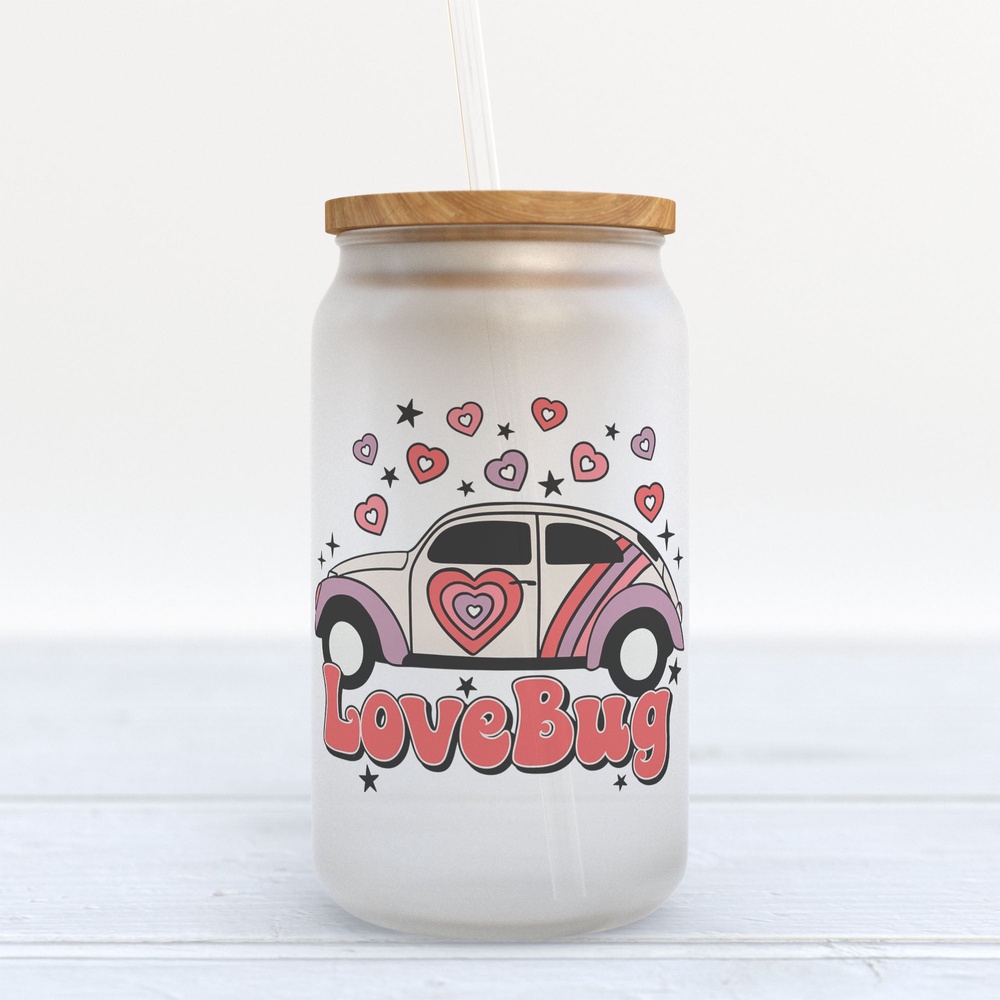 Frosted Glass Can, Valentine Gift, Love Bug Valentine’s Day Frosted Glass Can Tumbler Frosted Glass Can, Valentine Gift, Love Bug Valentine’s Day Frosted Glass Can Tumbler