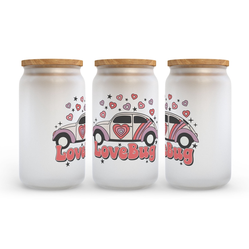 Frosted Glass Can, Valentine Gift, Love Bug Valentine’s Day Frosted Glass Can Tumbler Frosted Glass Can, Valentine Gift, Love Bug Valentine’s Day Frosted Glass Can Tumbler