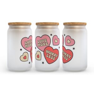 Frosted Glass Can, Valentine Gift, Love More&hellip;