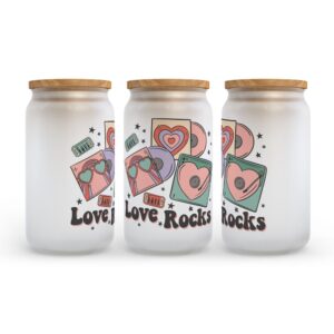 Frosted Glass Can, Valentine Gift, Love Rocks&hellip;
