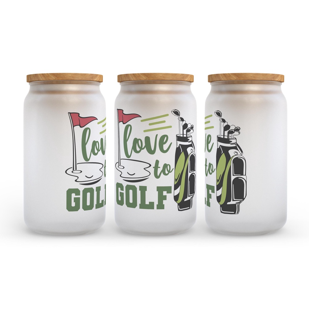 Frosted Glass Can, Valentine Gift, Love To Golf Frosted Glass Can Tumbler Frosted Glass Can, Valentine Gift, Love To Golf Frosted Glass Can Tumbler