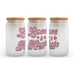 Frosted Glass Can, Valentine Gift, Love is&hellip;