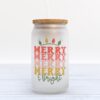 Frosted Glass Can, Valentine Gift, Merry and Bright Gingerbread Man Christmas Frosted Glass Can Tumbler
