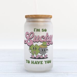 Frosted Glass Can, Valentine Gift, So Lucky&hellip;