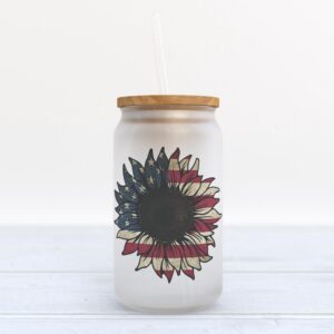 Frosted Glass Can, Valentine Gift, Sunflower American&hellip;