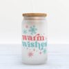Frosted Glass Can, Valentine Gift, Warm Winter Wishes Retro Christmas Frosted Glass Can Tumbler