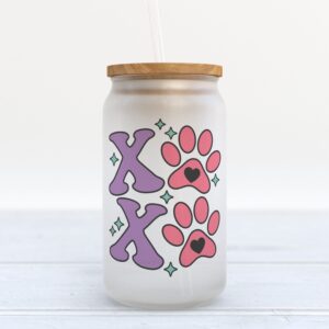 Frosted Glass Can, Valentine Gift, XOXO Paw&hellip;