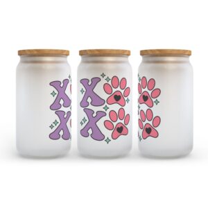 Frosted Glass Can, Valentine Gift, XOXO Paw&hellip;