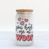 Frosted Glass Can, Valentine Gift, You Had Me at Meow Frosted Glass Can Tumbler