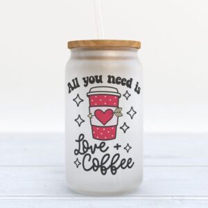 Frosted Glass Can, Valentines Day Coffee Frosted&hellip;