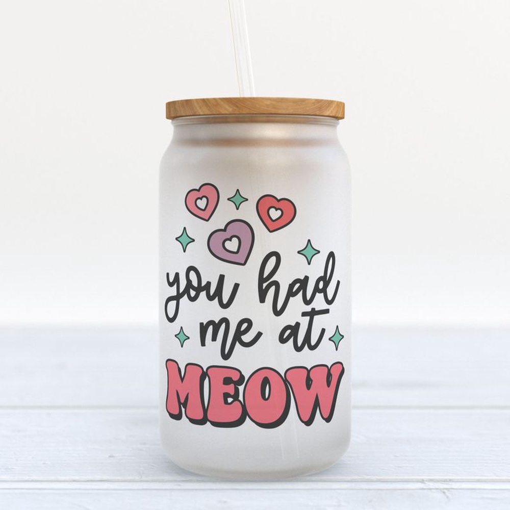 Frosted Glass Can, Valentines Day Frosted Bottle You Had Me At Meow Cat Lovers Gifts Cat Mom Gifts Couple Gifts Frosted Glass Can, Valentines Day Frosted Bottle You Had Me At Meow Cat Lovers Gifts Cat Mom Gifts Couple Gifts