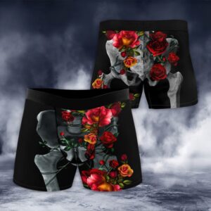 Men Boxer, Skeleton Bones Roses Skull Boxer&hellip;
