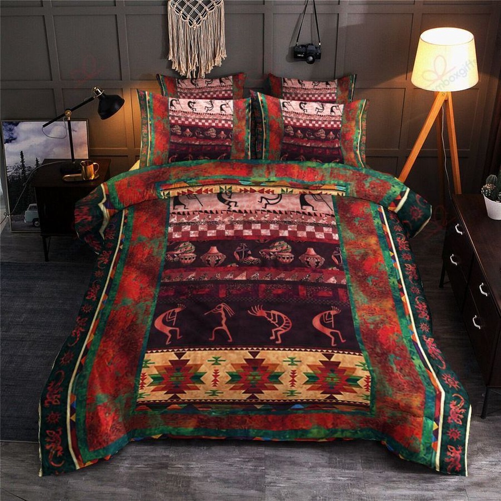 Native American Bedding Set, Ancient Ruins Pattern Native American Bedding Set, Native Bed Set