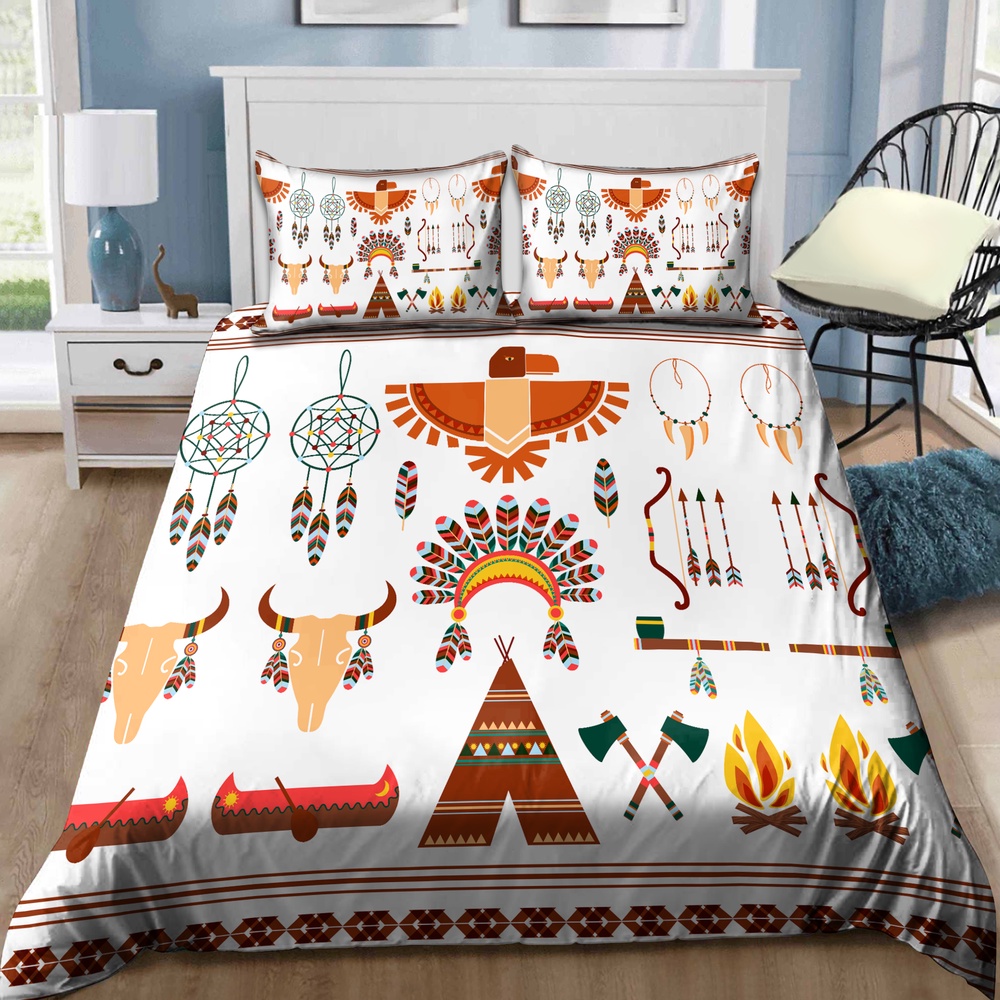 Native American Bedding Set, Ancient Vestiges Native American Bedding Set, Native Bed Set