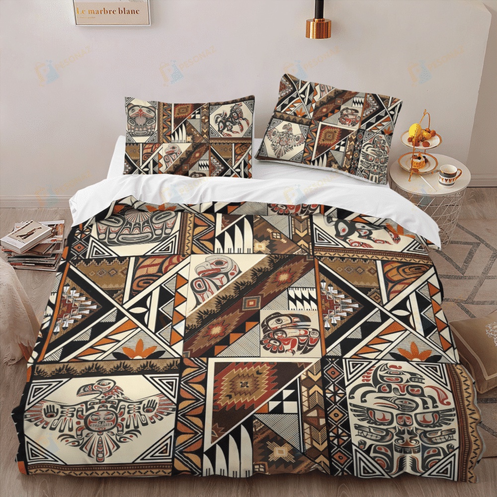 Native American Bedding Set, Animals Pattern Native American Bedding Set, Native Bed Set