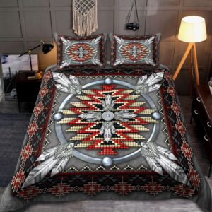 Native American Bedding Set, Beading Grey Pattern&hellip;