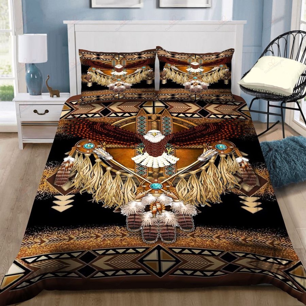 Native American Bedding Set, Beading Motifs Native American Bedding Set, Native Bed Set