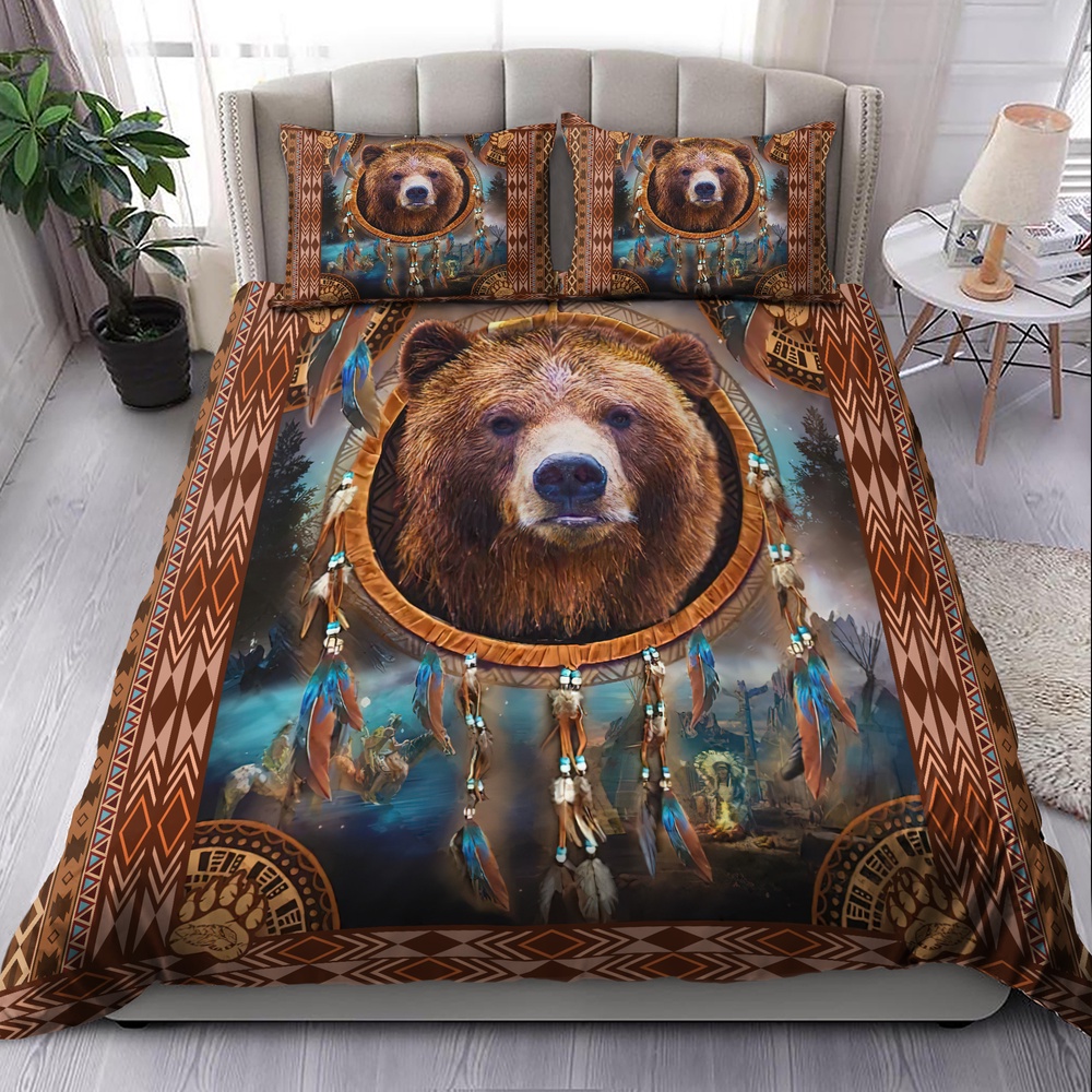 Native American Bedding Set, Bear Dreamcatcher Native American Bedding Set, Native Bed Set