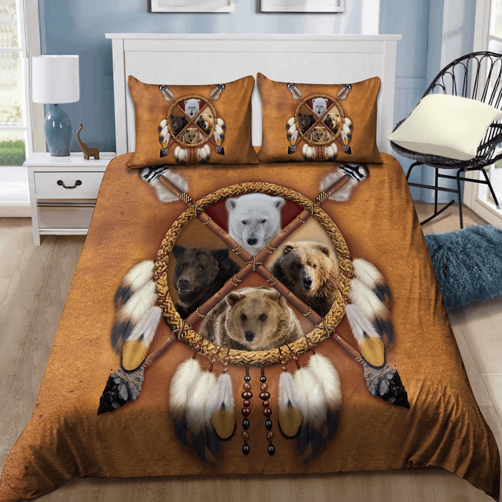Native American Bedding Set, Bears Native American Bedding Set, Native Bed Set