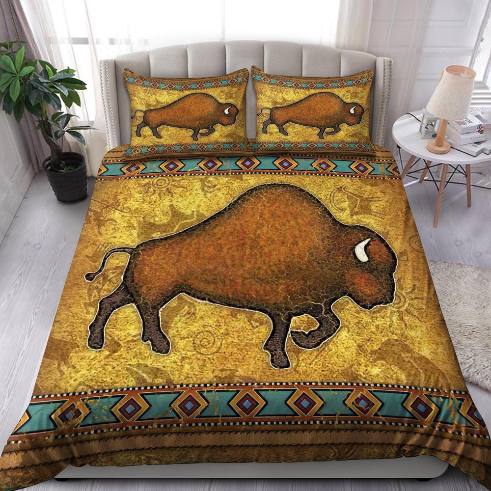 Native American Bedding Set, Bison Native American Bedding Set, Native Bed Set