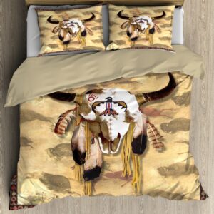 Native American Bedding Set Bison Skeleton Pattern Native American Bedding Set Native Bed Set 3 s1g9f9.jpg