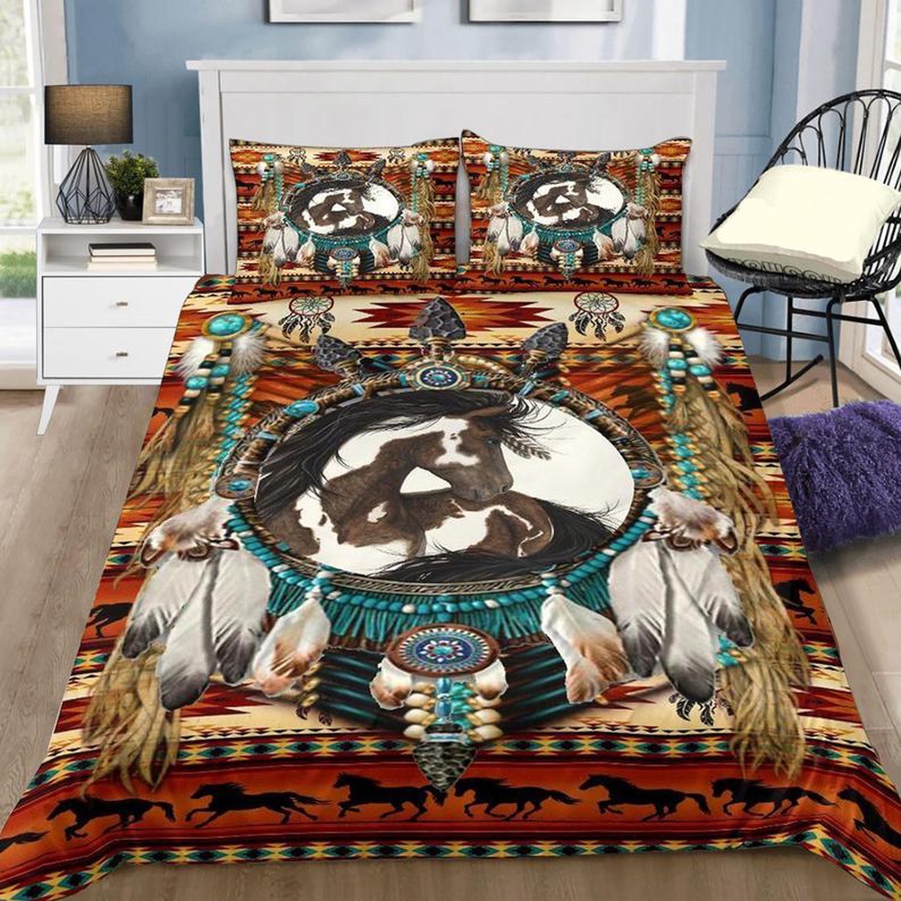 Native American Bedding Set, Dream Horse Native American Bedding Set, Native Bed Set