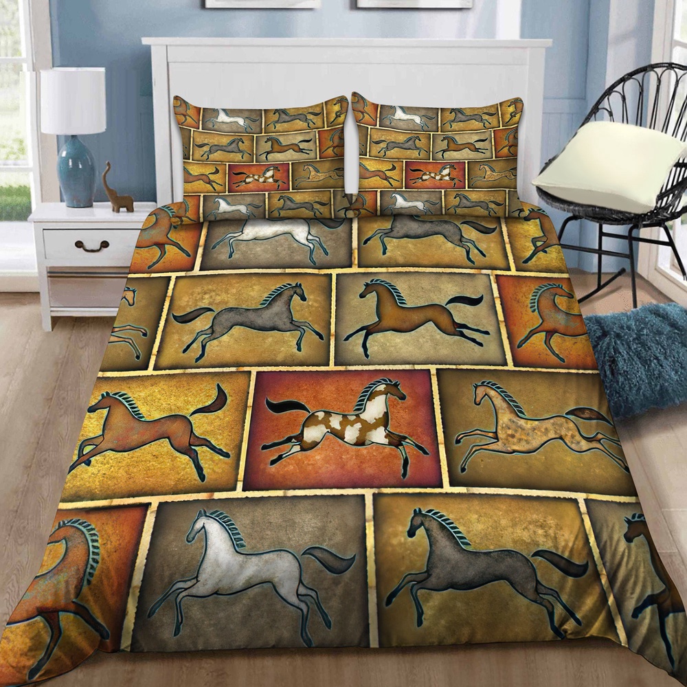 Native American Bedding Set, Horse Native American Bedding Set, Native Bed Set