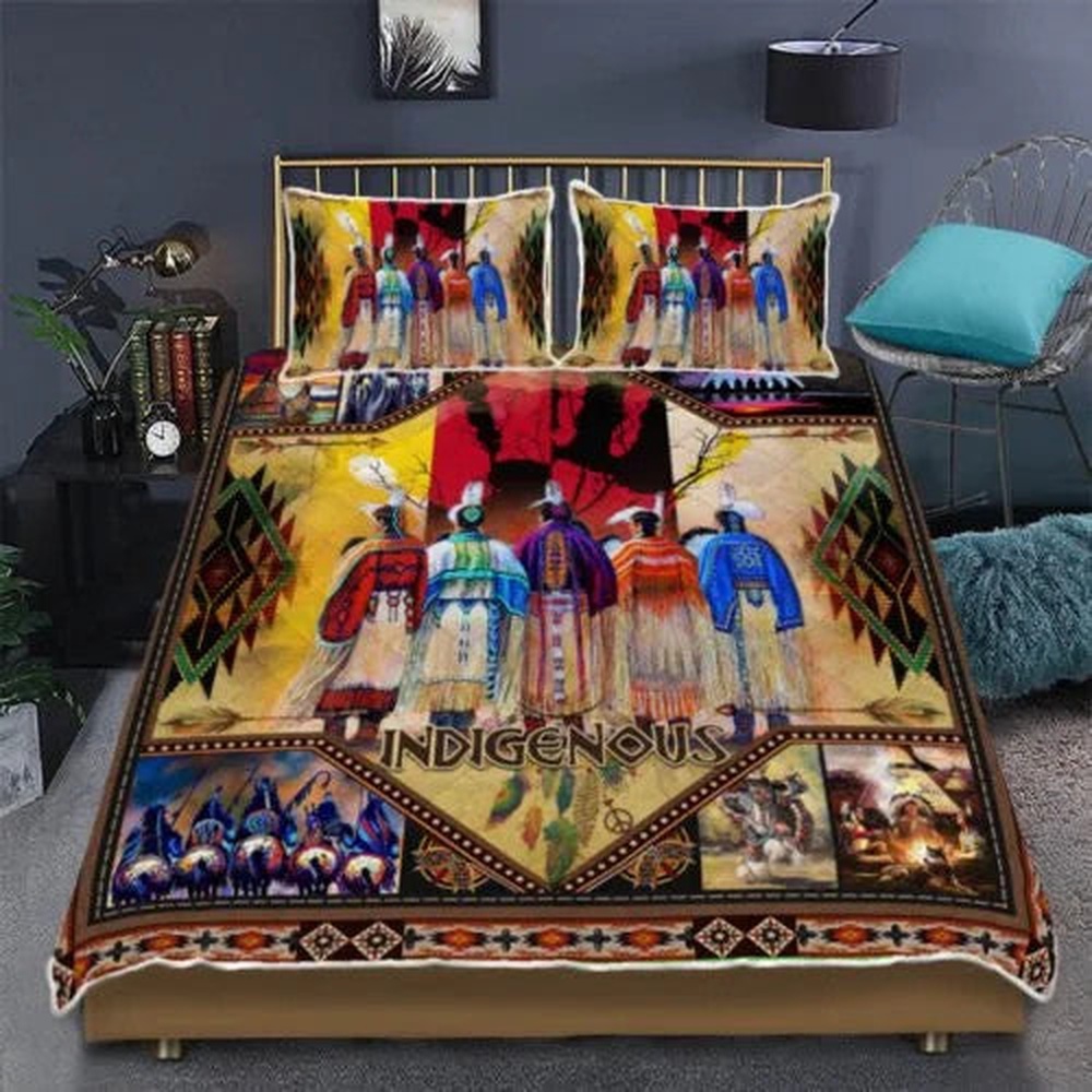 Native American Bedding Set, Indigenous Red Hand Native American Bedding Set, Native Bed Set