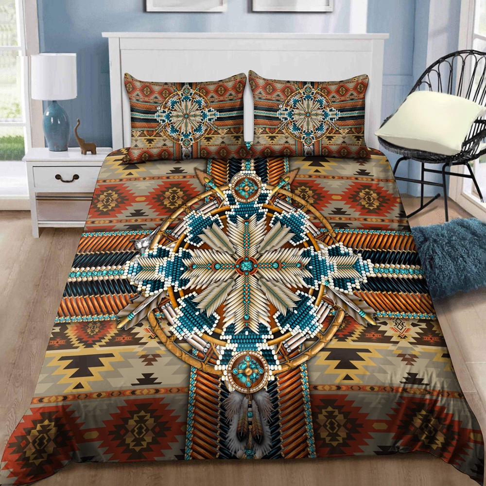 Native American Bedding Set, Inspired Cherokee Motifs Native American Bedding Set, Native Bed Set