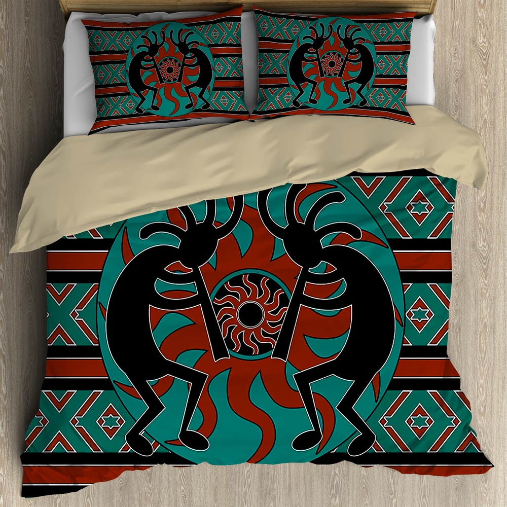 Native American Bedding Set, Kokopelli Myth Native American Bedding Set, Native Bed Set