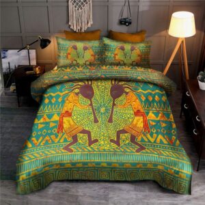 Native American Bedding Set, Kokopelli Yellow Pattern&hellip;
