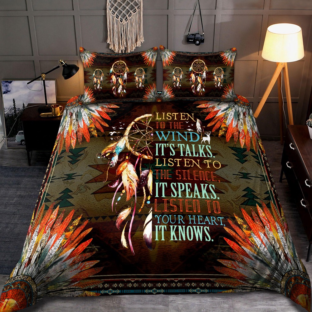 Native American Bedding Set, Listen To The Wind Native American Bedding Set, Native Bed Set