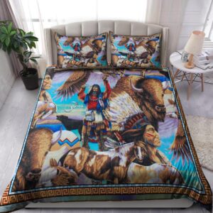 Native American Bedding Set Mens And Animals Native American Bedding Set Native Bed Set 3 clqf7j.jpg