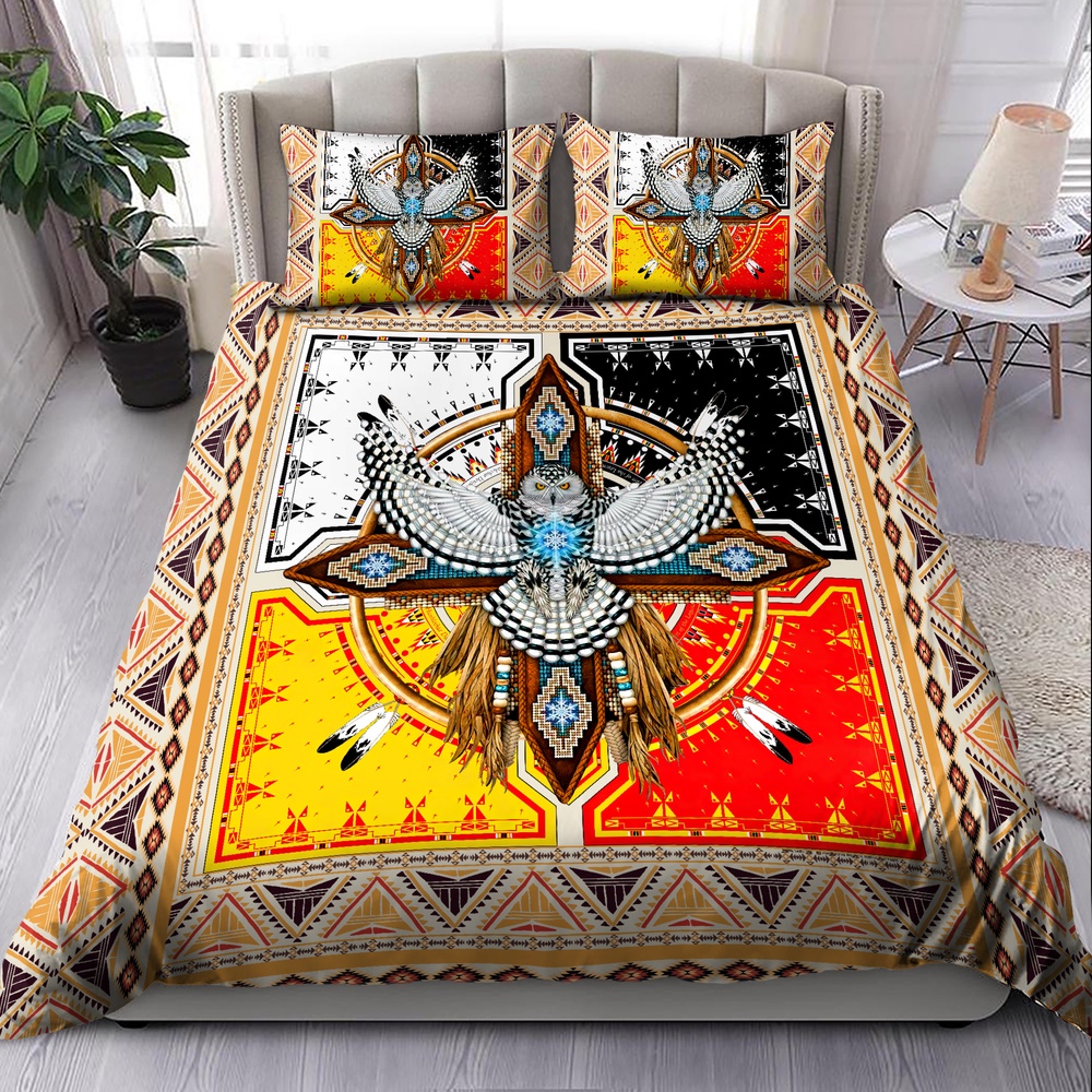 Native American Bedding Set, Owl Dreamcatcher Native American Bedding Set, Native Bed Set