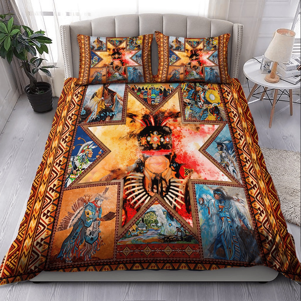 Native American Bedding Set, Pow Wow Native American Bedding Set, Native Bed Set