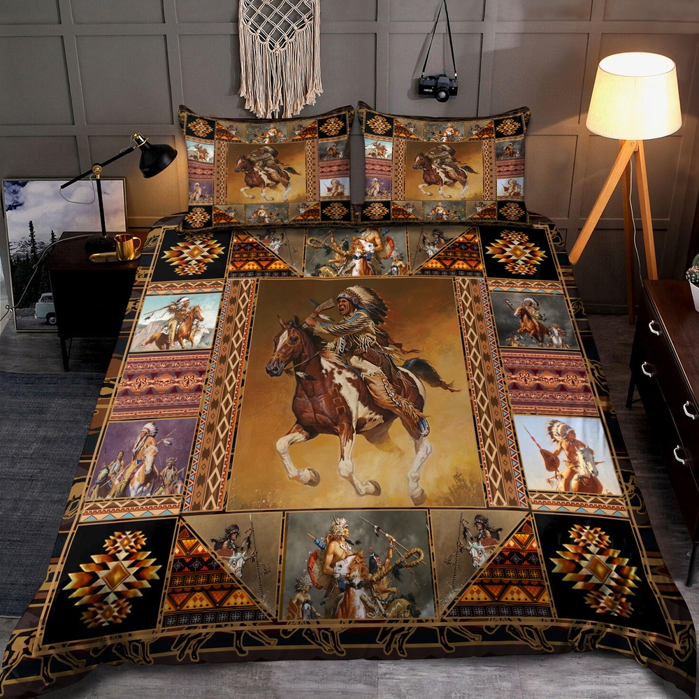 Native American Bedding Set, The Warrior Native American Bedding Set, Native Bed Set