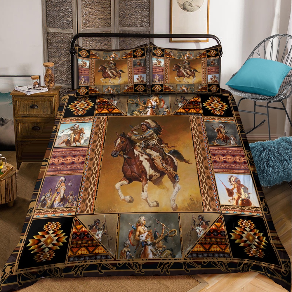 Native American Bedding Set, The Warrior Native American Bedding Set, Native Bed Set