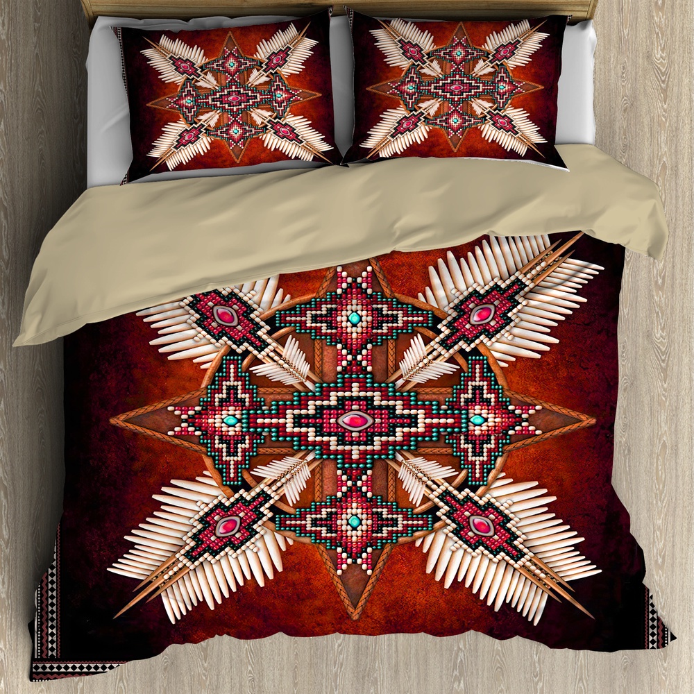 Native American Bedding Set, War Pattern Native American Bedding Set, Native Bed Set
