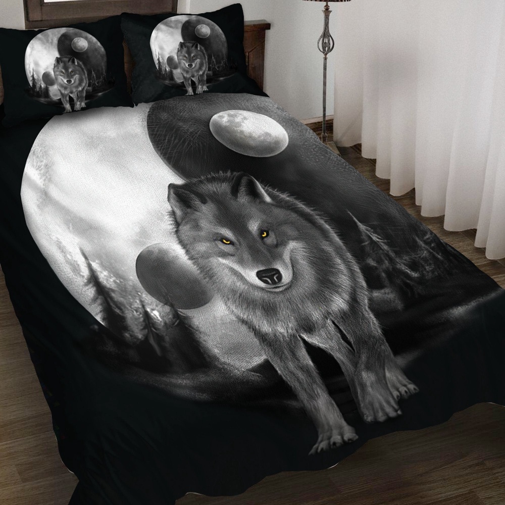 Native American Bedding Set, Wild Wolves Native American Bedding Set, Native Bed Set
