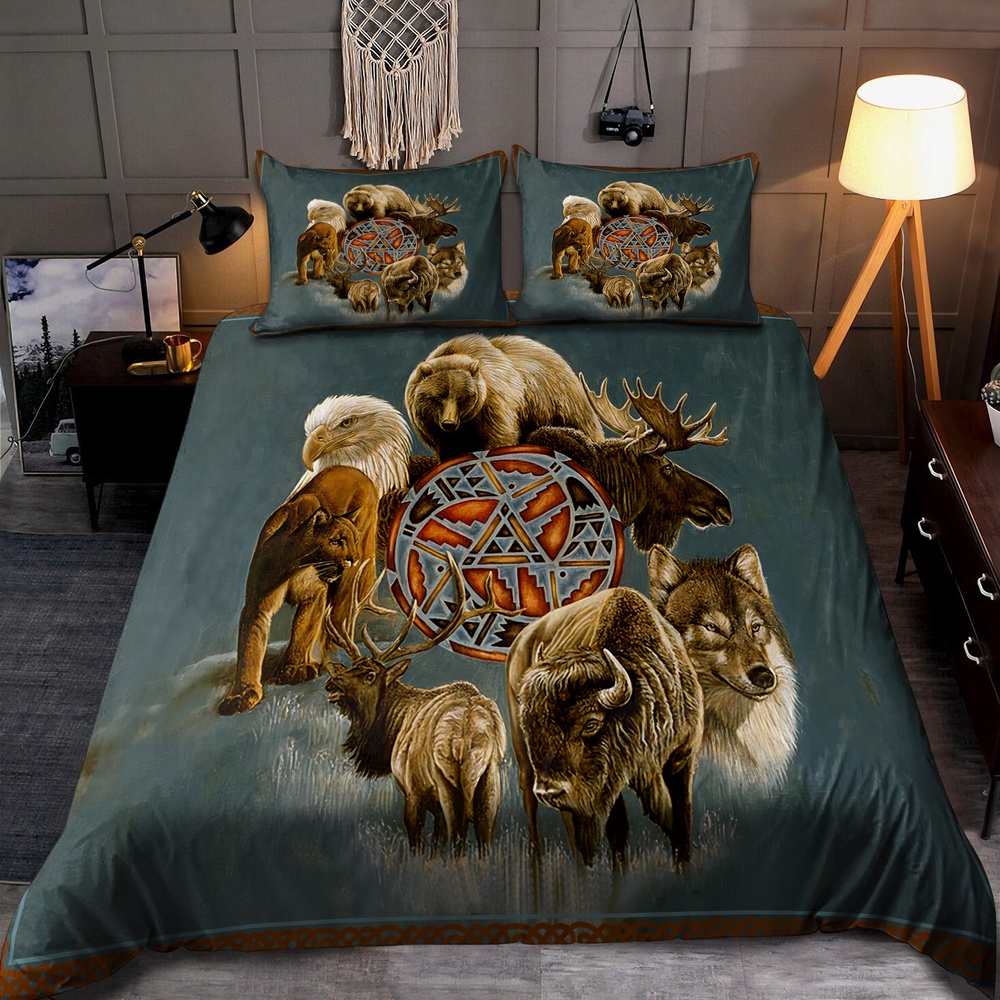 Native American Bedding Set, Wildlife Native American Bedding Set, Native Bed Set