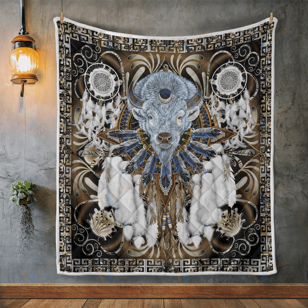 Native American Blanket, Bison Dreamcatcher Native American All Over Printed Blanket, Native Blankets