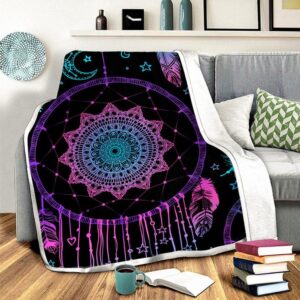 Native American Blanket, Dreamcatcher Purple Fleece Blanket,&hellip;