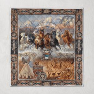 Native American Blanket, Horse Tribal Native American&hellip;