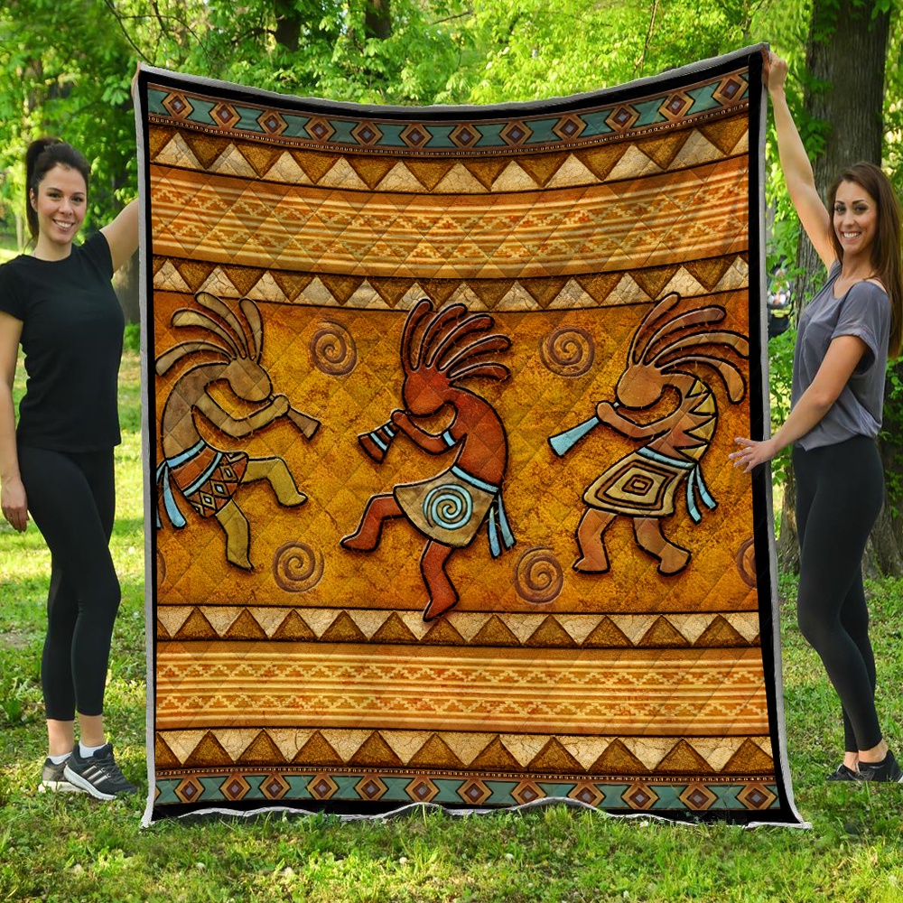 Native American Blanket, Kokopelli Dance Native American All Over Printed Blanket, Native Blankets