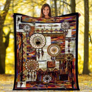 Native American Blanket Native Dreamcatcher Fleece Blanket Native Blankets 3 obv4io.jpg