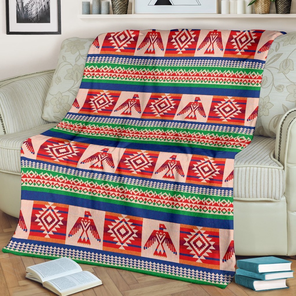 Native American Blanket, Navajo Aztec Tribal Native Indians American Print Blanket, Native Blankets